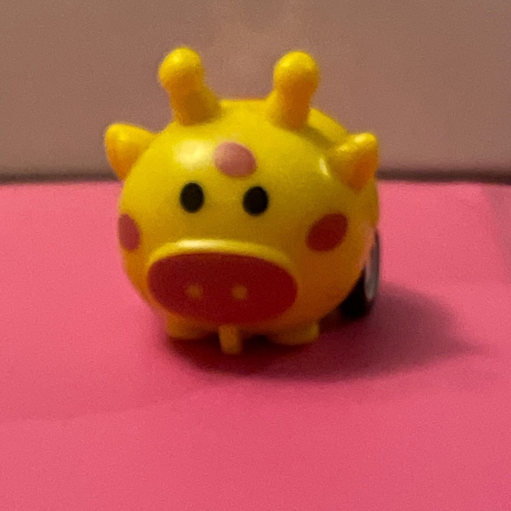 Yellow Giraffe Toy Car Keychain or bag tag